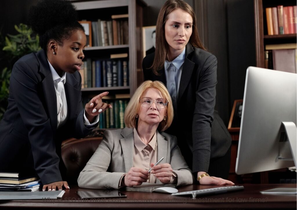 three women lawyers, working on a laptop, lawagenz, lawyer marketing agency