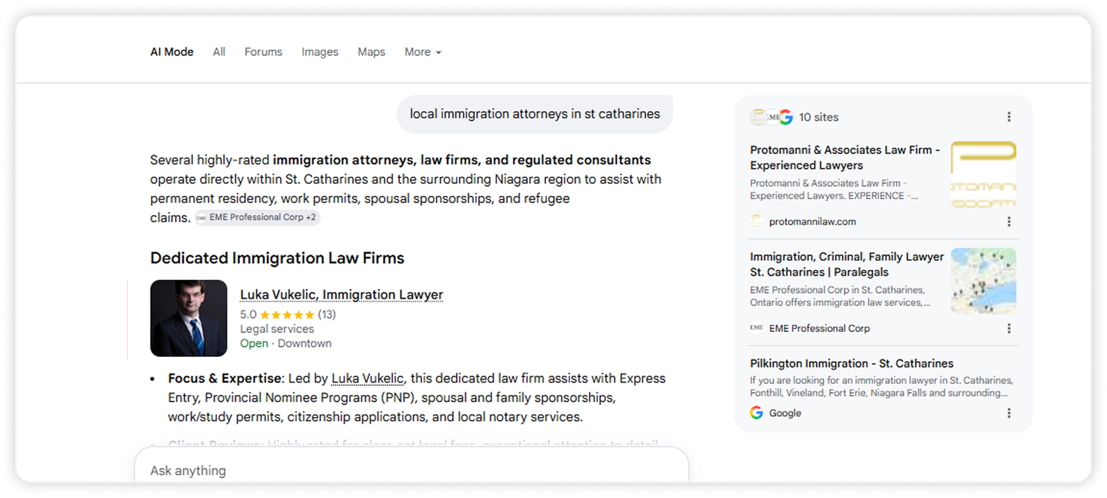 Law firm ranking in Google search results